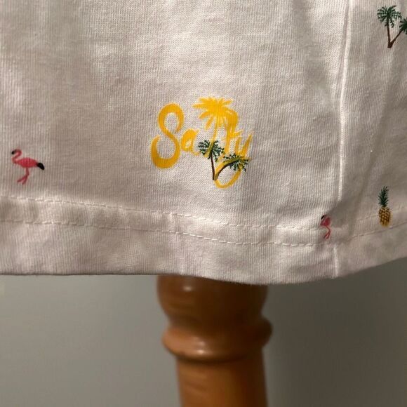 Denim And Flower Men's White Tropical Flamingo Graphic Tee Size Medium - Picture 4 of 8